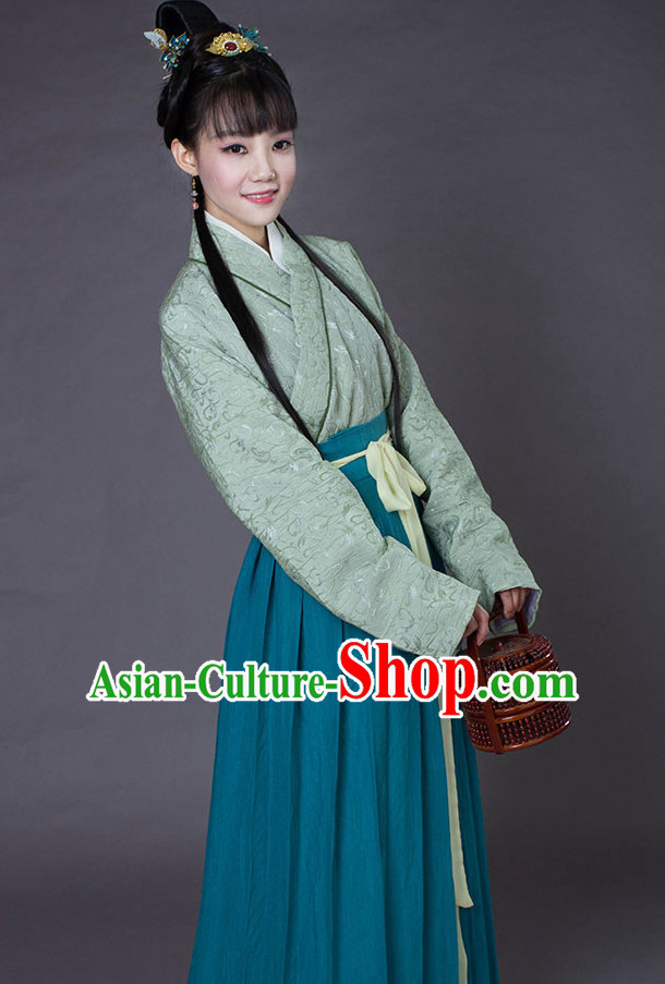 Chinese Style Dresses Kimono Dress Han Dynasty Empress Princess Queen Outfits and Headpieces Complete Set for Women