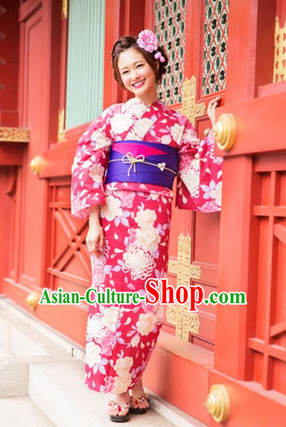 Japanese Traditional Kimono Dresses Complete Set for Women Girls Adults