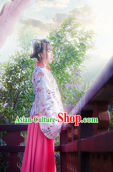 Ancient Chinese Han Fu Suits Top and Bottom Clothing Complete Set for Women or Girls