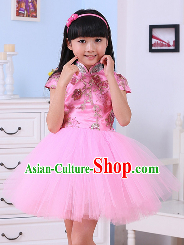 Chinese Traditional Lunar New Year Dance Skirts for Girls Kids Children