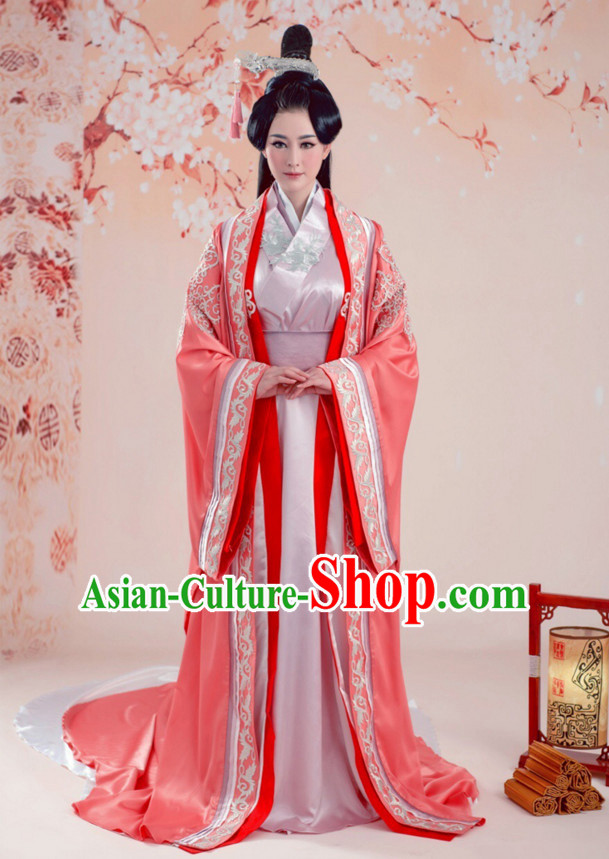 Chinese Ancient Princess Dresses and Hair Jewelry Complete Set for Women