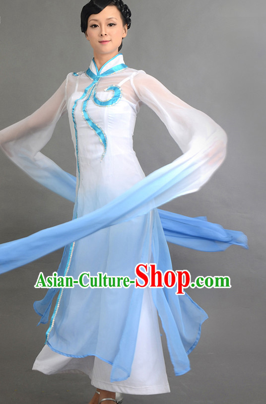 Traditional Chinese Long Sleeve Dance Costumes Custom Dance Costume Folk Dancing Chinese Dress Cultural Dances and Headdress Complete Set
