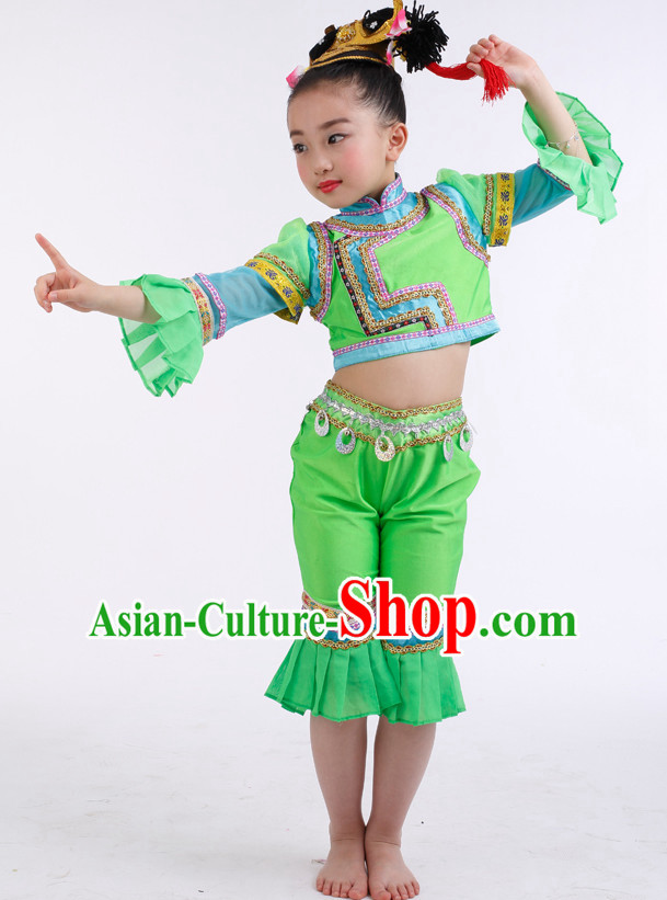 Chinese Competition Han Dance Costumes Kids Dance Costumes Folk Dances Ethnic Dance Fan Dance Dancing Dancewear for Children