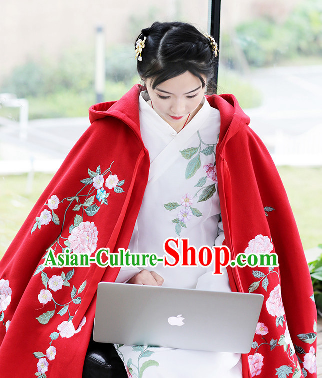 Ancient Chinese Embroidered Mantle Cape Hanfu Dress China Traditional Clothing Asian Long Dresses China Clothes Fashion Oriental Outfits for Women