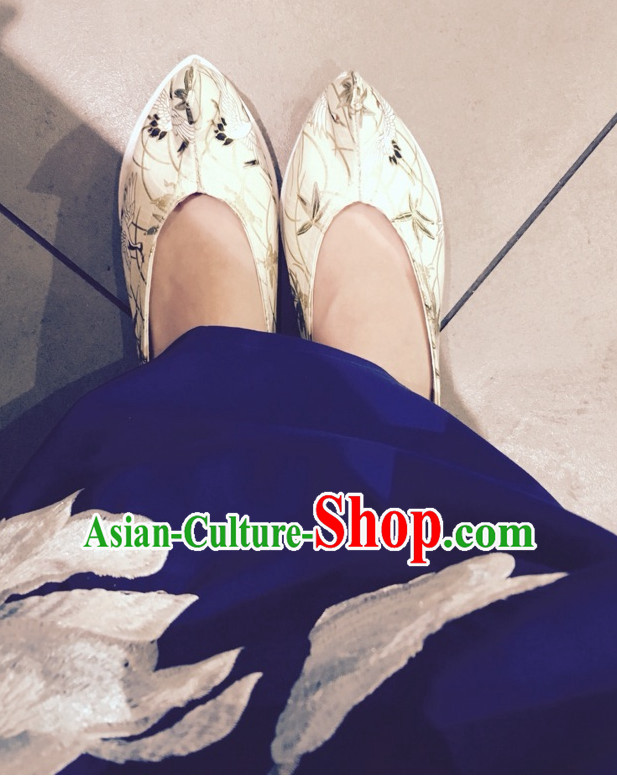 Handmade Chinese Ancient Crane Pattern Princess Shoes for Women and Girls