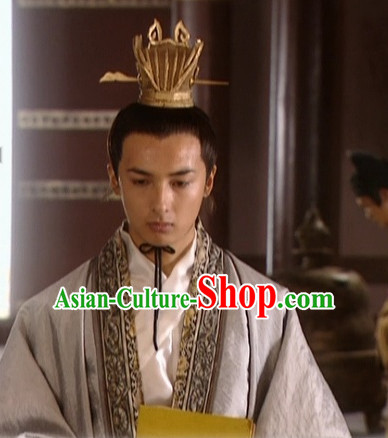 the Tang Dynasty Hairstyles Black Long Wigs and Prince Coronet for Men