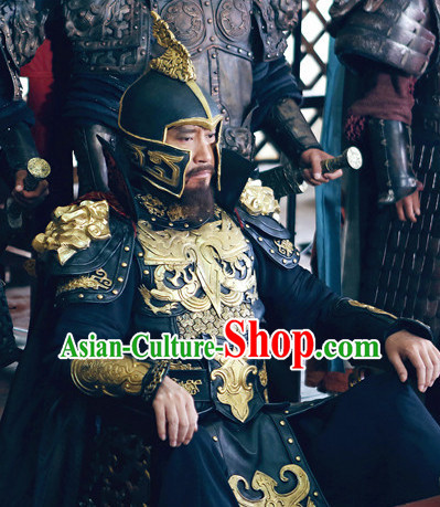 Asian Chinese Emperor King General Body Armor Costumes and Coronet Complete Set
