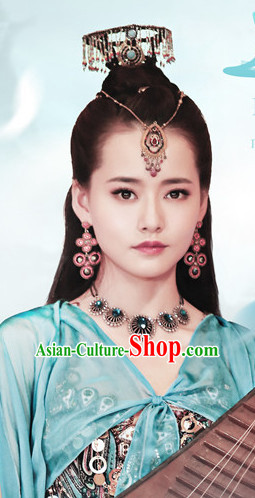 Ancient Chinese Beauties Fairy Female Black Wigs and Hair Styling Accessories Hair Clips Hairpins Jewelry