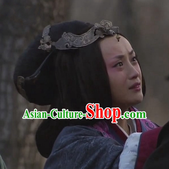 Ancient Traditional Chinese Han Dynasty Style Empress Black Long Wig Wigs and Headpieces for Women Girls