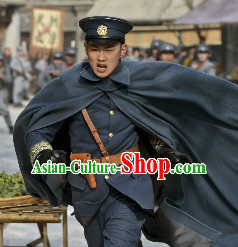 Wuxin The Monster Killer Drama Minguo Chinese Style Authentic Military Uniform Clothes Culture Costume Dresses Traditional National Dress Clothing and Headwear Complete Set for Men Boys