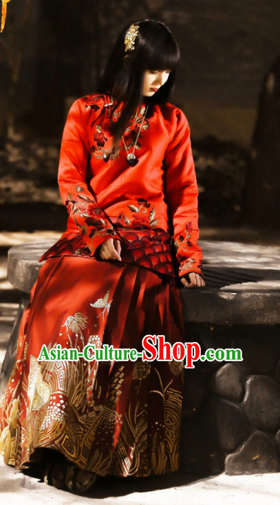 Wuxin The Monster Killer Drama Minguo Chinese Style Authentic Long Thick Winter Robe Clothes Culture Costume Dresses Traditional National Dress Clothing and Headwear Complete Set