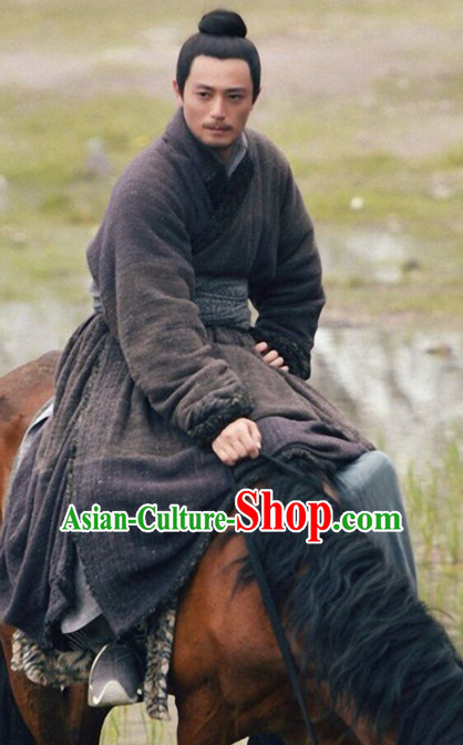 Ancient Chinese Style Dress Authentic Clothes Culture Peasant Costume Han Dresses Traditional National Dress Clothing Complete Set for Men
