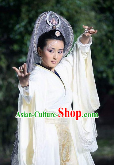 Ancient Chinese Style Fairy Costumes Dress Authentic Clothes Culture Han Dresses Traditional National Dress Clothing and Headpieces Complete Set for Brides