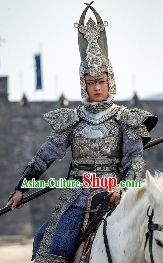 Ancient Chinese Style Body Armor Costumes Dress Authentic Clothes Culture Han Dresses Traditional National Dress Clothing and Headpieces Complete Set for Men