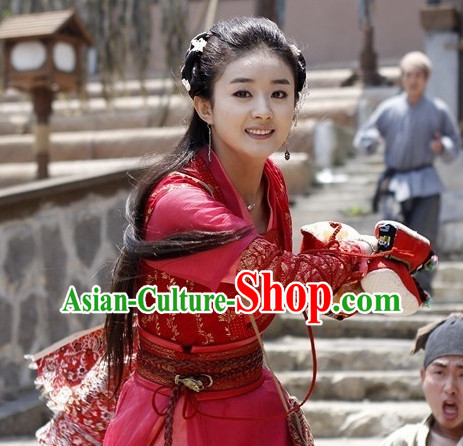 Traditional Chinese Cute Girl Black Wig and Hair Accessories Complete Set
