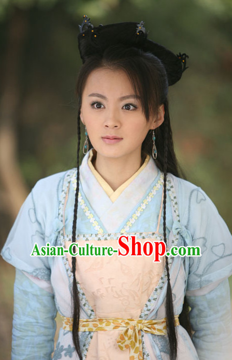 Traditional Chinese Lady Black Wigs and Hair Accessories Complete Set
