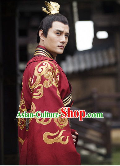 Traditional Ancient Chinese Prince Style Black Full Wig and Headband Set for Men Teenagers Boys