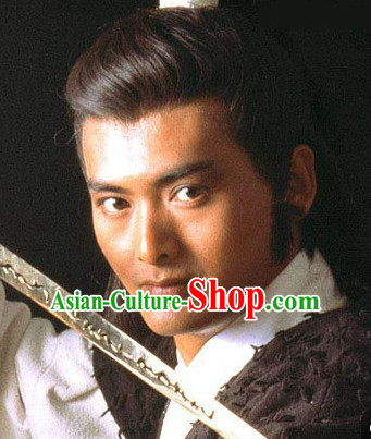 Traditional Ancient Chinese Style Black Full Wigs for Men