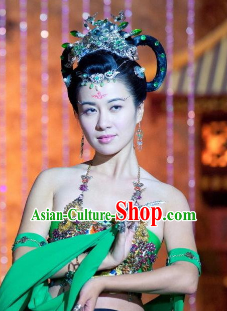 Traditional Ancient Chinese Style Black Full Wigs and Hair Jewelry for Women