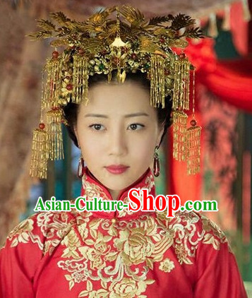 Chinese Traditional Bridal Hair Accessories Hair Sticks Hair Ornaments Chopsticks Gold Hair Pins Hairsticks Oriental Asian Head Jewellery Hair Clips Hair pIeces Hair Style