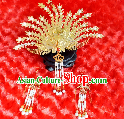 Chinese Traditional Ancient Phoenix Hair Sticks Hair Ornaments Chopsticks Gold Hair Pins Hairsticks Oriental Asian Head Jewellery Hair Clips Hair pIeces Hair Style