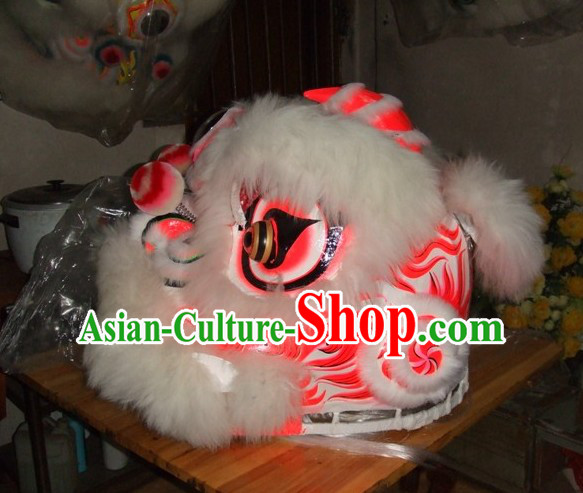 Top Chinese 100_ Natural Long Wool Fut San Lion Dancing Costumes Complete Set