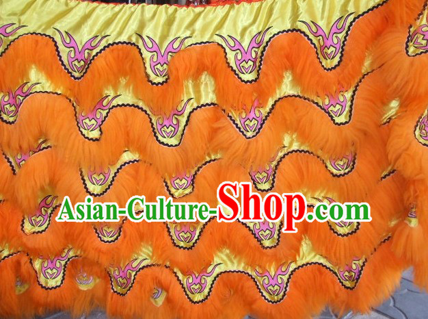 Chinese Traditional 100_ Natural Long Wool Lion Dancing Embroidered Body Costumes Pants Claws Set