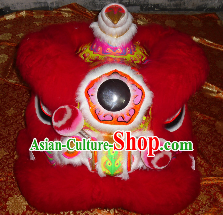 Red Wool Top Asian Chinese Lion Dance Troupe Performance Suppliers Pants Equipments Art Instruments Lion Tail Costumes Complete Set for Men