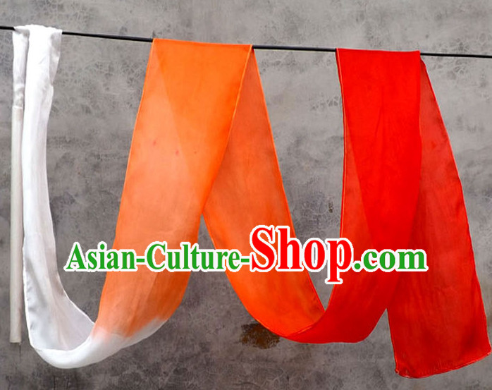 3 Meters Pure Silk White to Orange Color Changing Dance Ribbon Dancing Ribbons