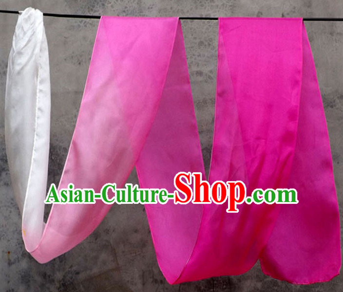 Top 3 Meters Pure Silk White to Pink Color Changing Colr Change Dance Ribbon Dancing Ribbons