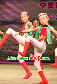Chinese Xinjiang Stage Dancing Dancewear Costumes Dancer Costumes Dance Costumes Chinese Dance Clothes Traditional Chinese Clothes Complete Set for Women Kids