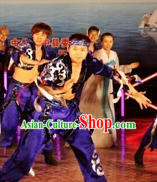 Chinese Ethnic Stage Dancing Dancewear Costumes Dancer Costumes Dance Costumes Chinese Dance Clothes Traditional Chinese Clothes Complete Set for Men Kids