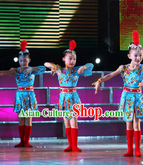 Chinese Stage Folk Dancing Dancewear Costumes Dancer Costumes Dance Costumes Chinese Dance Clothes Traditional Chinese Clothes Complete Set for Women Kids