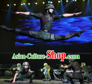 Chinese Stage Army Dancing Dancewear Costumes Dancer Costumes Dance Costumes Chinese Dance Clothes Traditional Chinese Clothes Complete Set for Men Kids