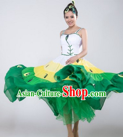 Chinese Stage Jasmine Flower Dancewear Costumes Dancer Costumes Dance Costumes Chinese Dance Clothes Traditional Chinese Clothes Complete Set for Women Children