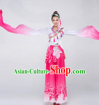 Chinese Stage Water Sleeve Dancewear Costumes Dancer Costumes Dance Costumes Chinese Dance Clothes Traditional Chinese Clothes Complete Set for Women Children