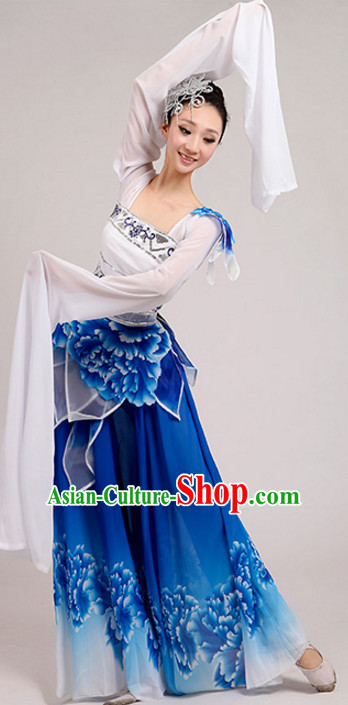 Chinese Traditional Stage Long Sleeves Dance Dancewear Costumes Dancer Costumes Dance Costumes Clothes and Headdress Complete Set for Children