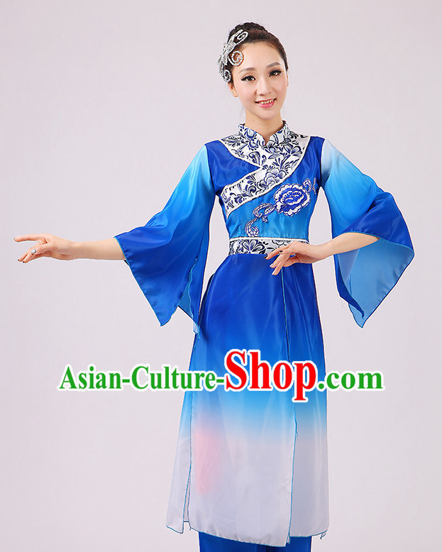Chinese Traditional Stage Minority Ethnic Dance Dancewear Costumes Dancer Costumes Dance Costumes Clothes and Headdress Complete Set for Girls Ladies