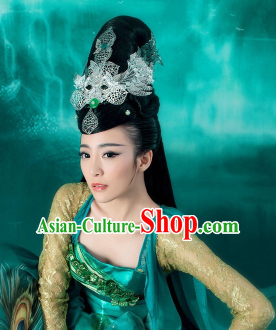 Chinese Classical Princess Silver Headwear Headwear and Long Wigs