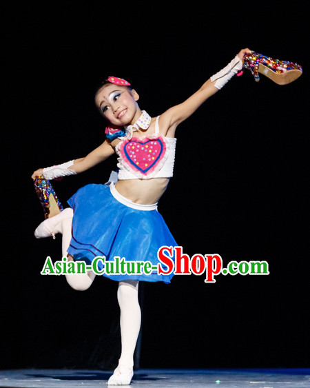 Chinese Primary School Students Dance Costumes Complete Set for Kids Girls