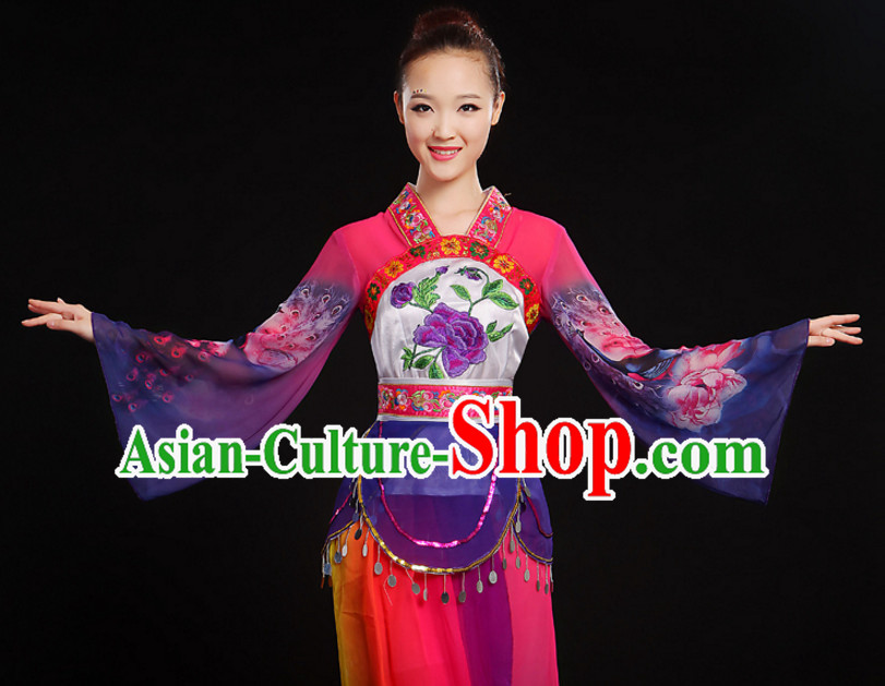 Chinese Classic Dance Costumes Dancewear and Hair Decorations Complete Set for Women or Girls