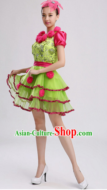 Chinese Stage Performance Dance Costumes and Headdress Complete Set for Women