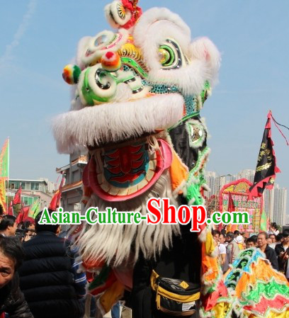 Big Opening Ceremony 100_ Natural Long Wool Lion Dance Equipment Complete Set