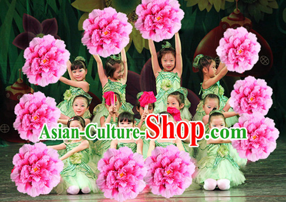 Traditional Dance Peony Umbrella Props Flower Umbrellas Dancing Prop Decorations for Kids Children