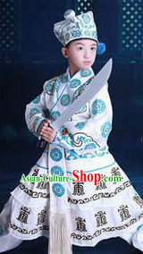 Chinese Traditional Wu Song Dress Clothing Hanfu National Costumes China Gown Wear and Hat Complete Set for Kids