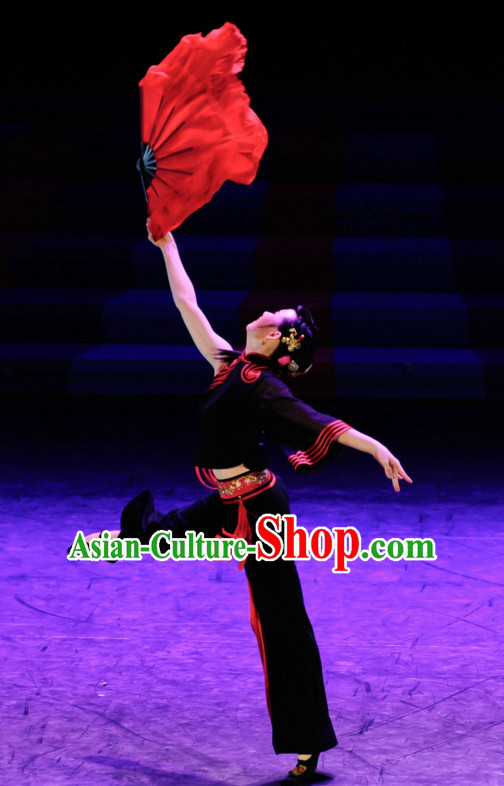 Red Pure Silk Professional Competition Dance Fans Dancing Fan