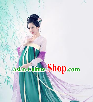 Chinese Traditional Dress Hanfu Costume China Kimono Robe Ancient Chinese Clothing National Costumes Gown Wear and Head Jewelry for Women