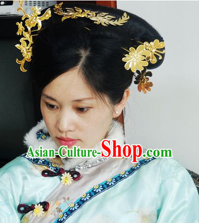 Qing Dynasty Imperial Royal Quene Phoenix Hairstyle Wigs Hairstyle Chinese Oriental Hairstyles Headpieces