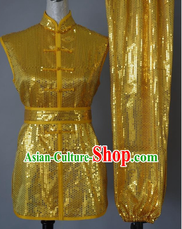 Top Gold Asian Championship Kung Fu Martial Arts Uniform Suit for Women Men