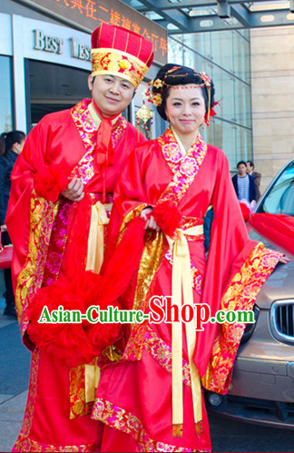 Traditional Chinese Wedding Dress Asian Clothing National Hanfu Costume Han China Style Costumes Robe Attire Ancient Dynasty Dresses Complete Set for Women and Men